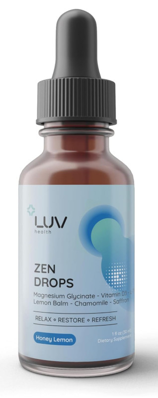 LUV Zen Drops Stress Support with Magnesium Glycinate and Lemon Balm [USA]