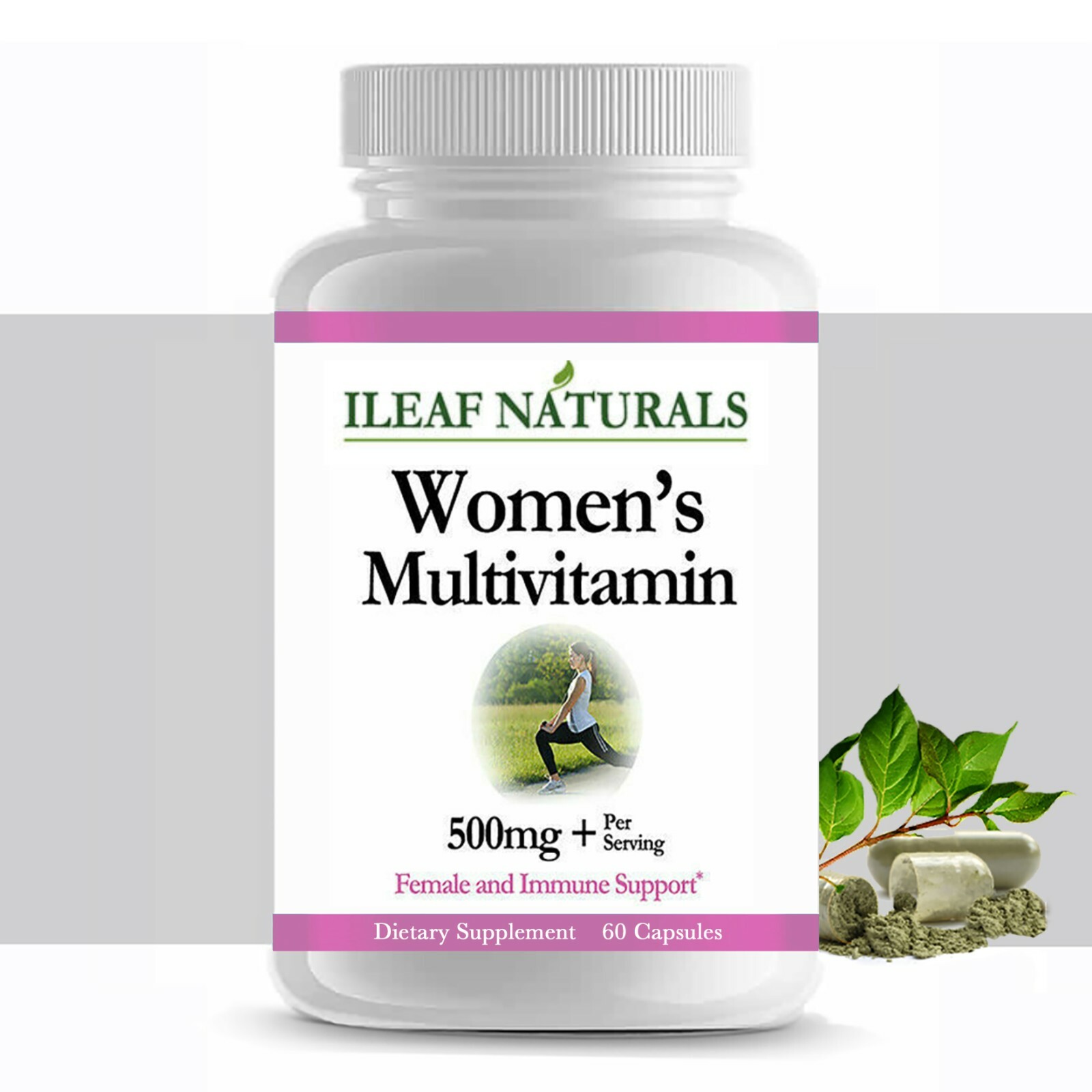 iLeafNaturals Women’s Multivitamin, Minerals, Antioxidants, Herbs 500 MG