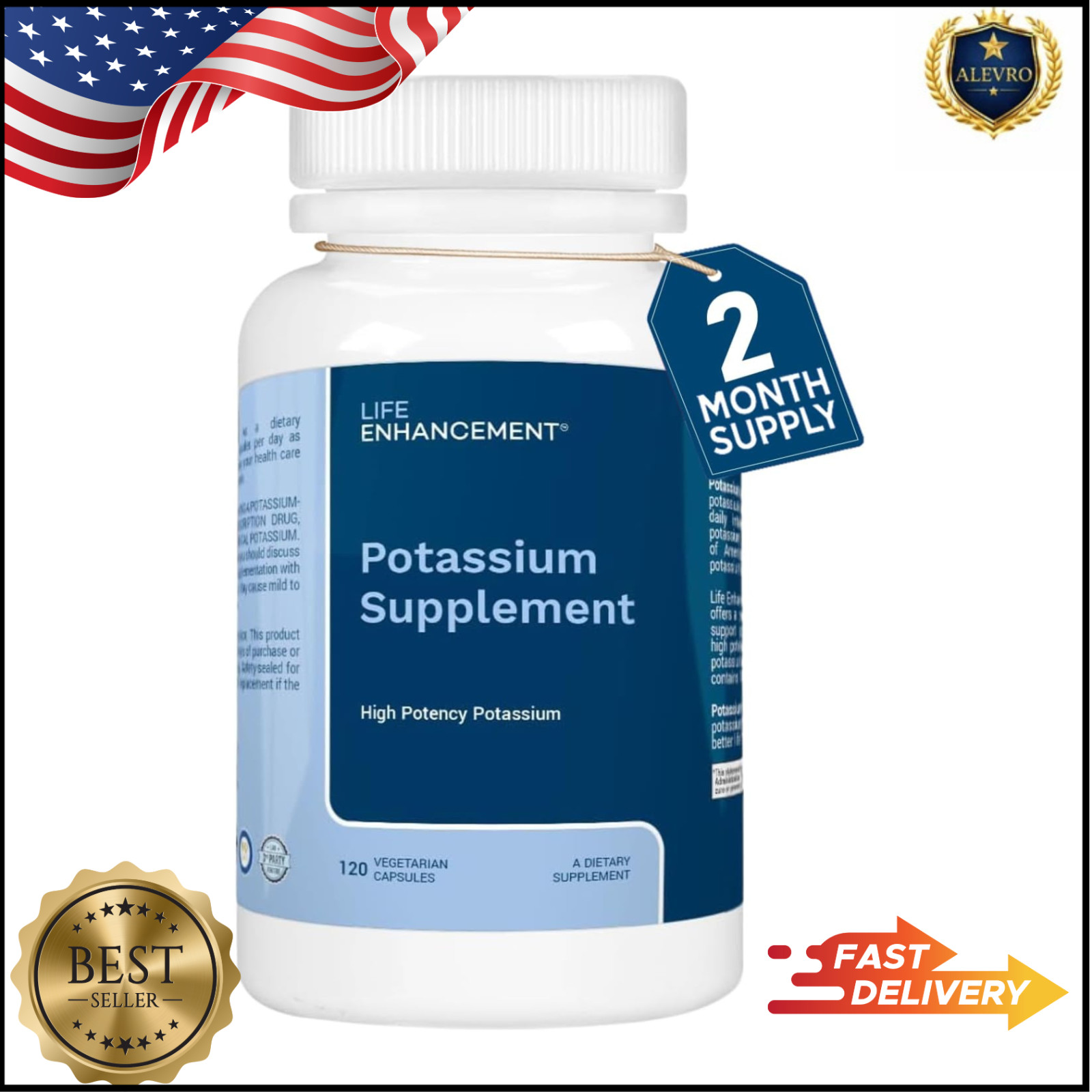 Life Enhancement High Potency 1020 mg Potassium Supplement for Muscle, Brain USA