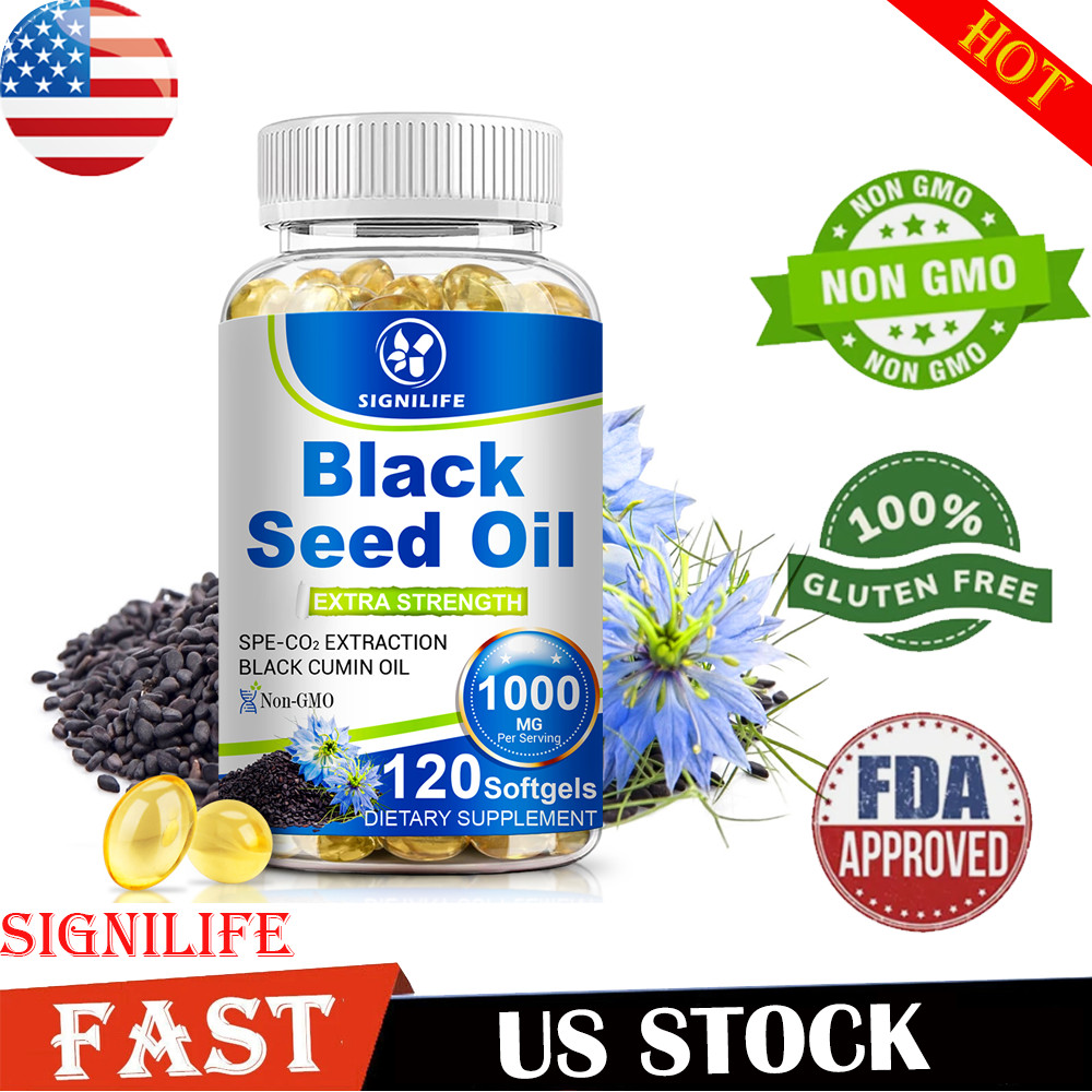 Black Seed Oil 100% Pure Cold Pressed Nigella Sativa 120 Softgels Vegan Non-GMO