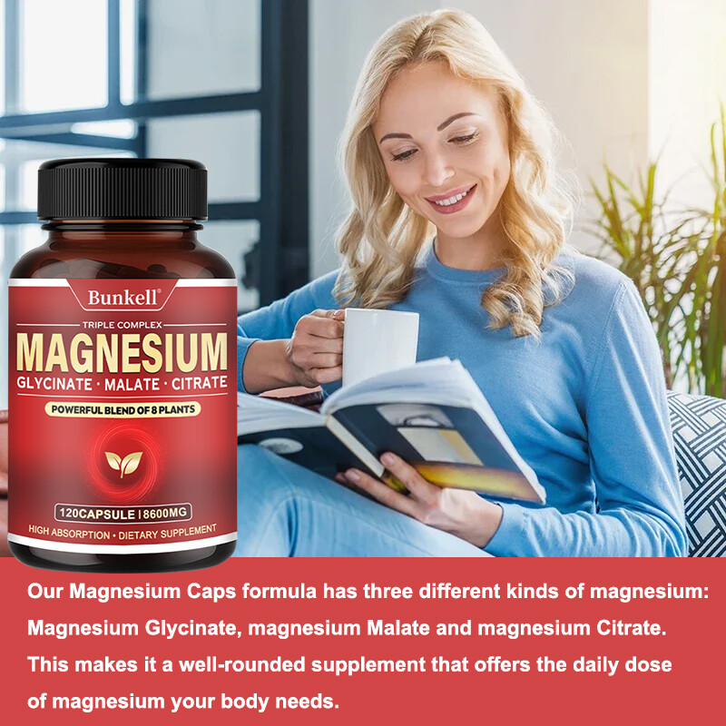 Magnesium Complex 600mg,30/60/120Capsules-Gluten Free and Non-GMO Strong Muscles