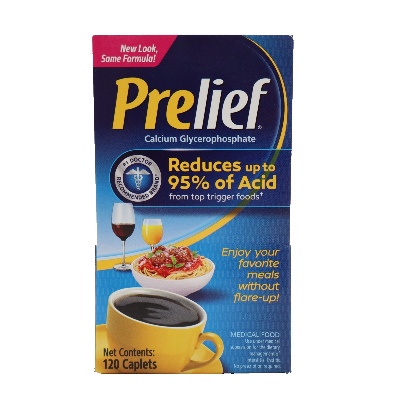 Prelief Dietary Supplement Caplets Reduces Up To 95% Of Acid 120ct EXP 05/2026+