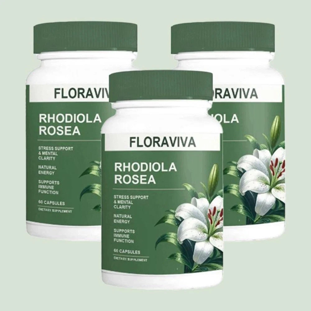 3 Pack Floraviva Rhodiola Rosea Capsules for Stress Relief & Energy,Non-GMO