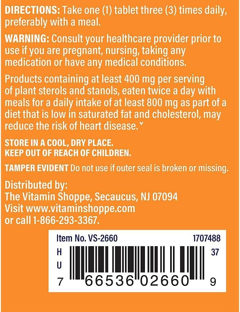 Vitamin Shoppe Super Phytosterols 900MG Cardiovascular Health 90 Tab BB 02/2026