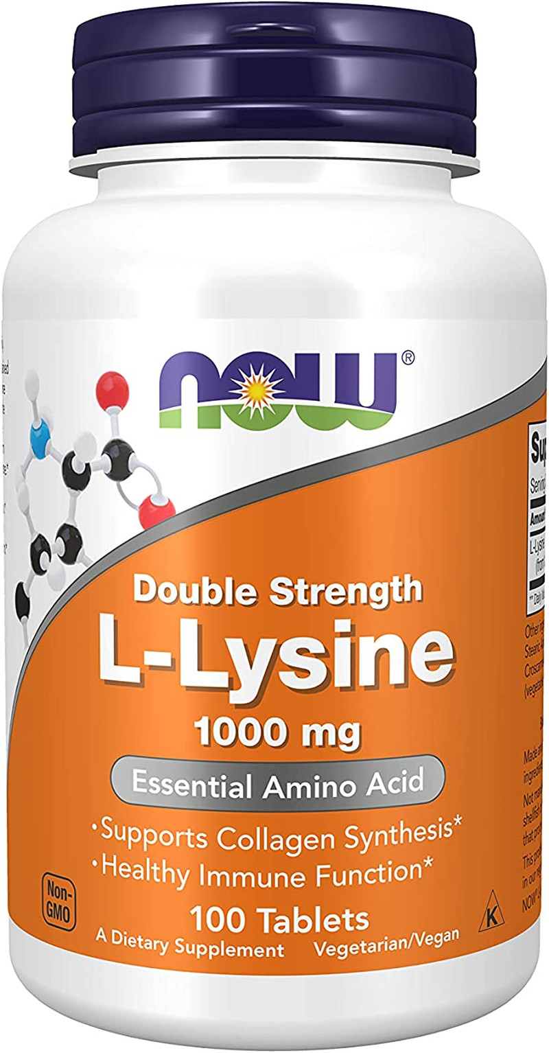 NOW Supplements, (L-Lysine Hydrochloride) 1,000 Mg, Double Strength, Amino Acid,