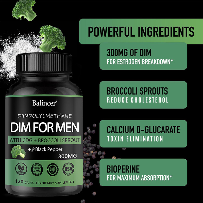 DIM(Diindolylmethane) 300mg-with Black Pepper-Premium Hormonal Support Formula