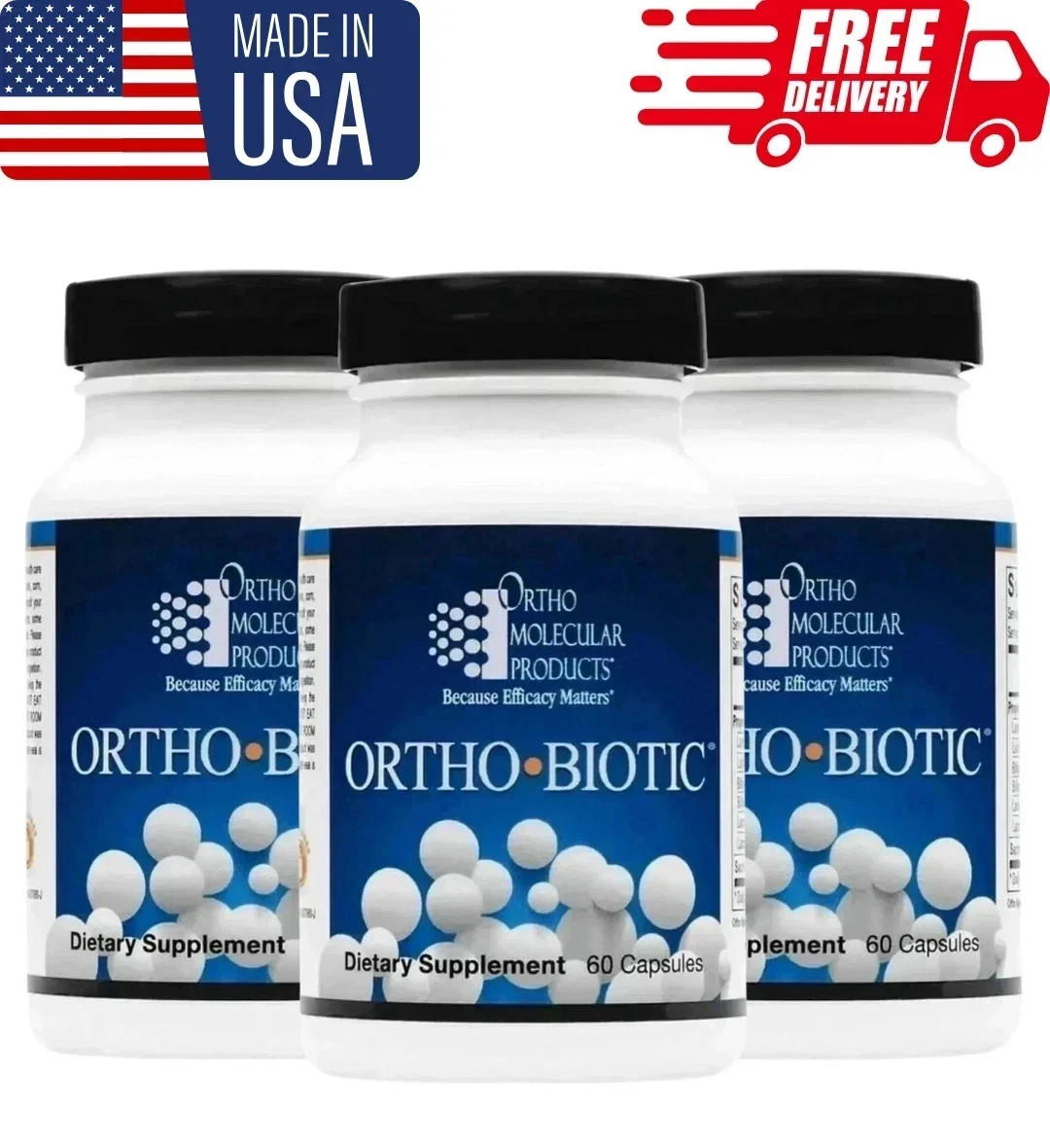 pack of 3 ORTHO BIOTIC 60 CAPSULES Digestive & Gut Health Support
