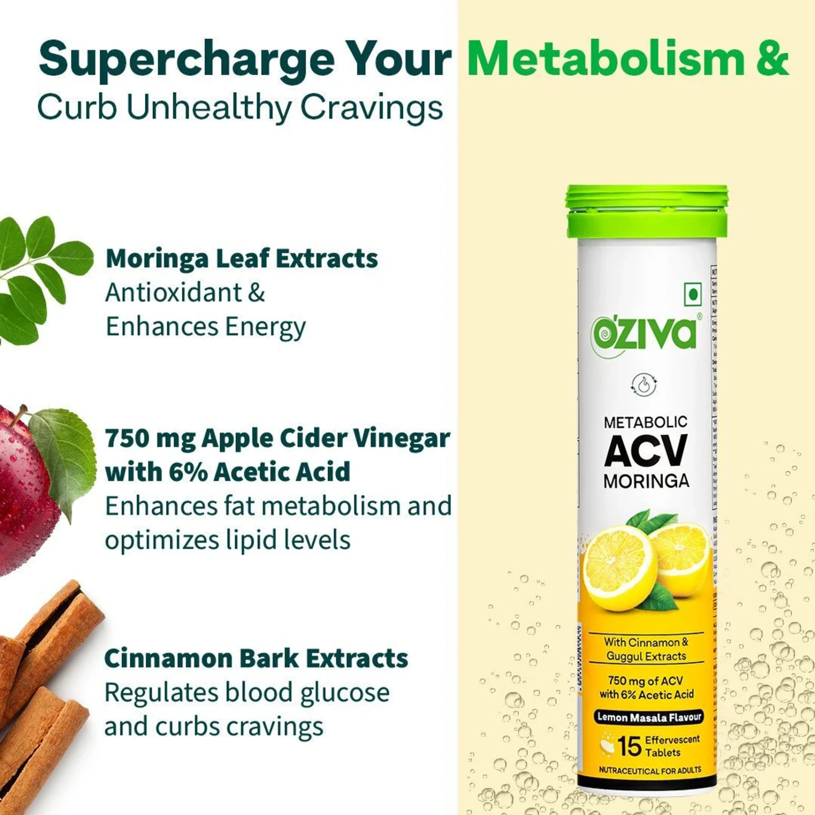 OZIVA metabolic acv moringa 15tablets