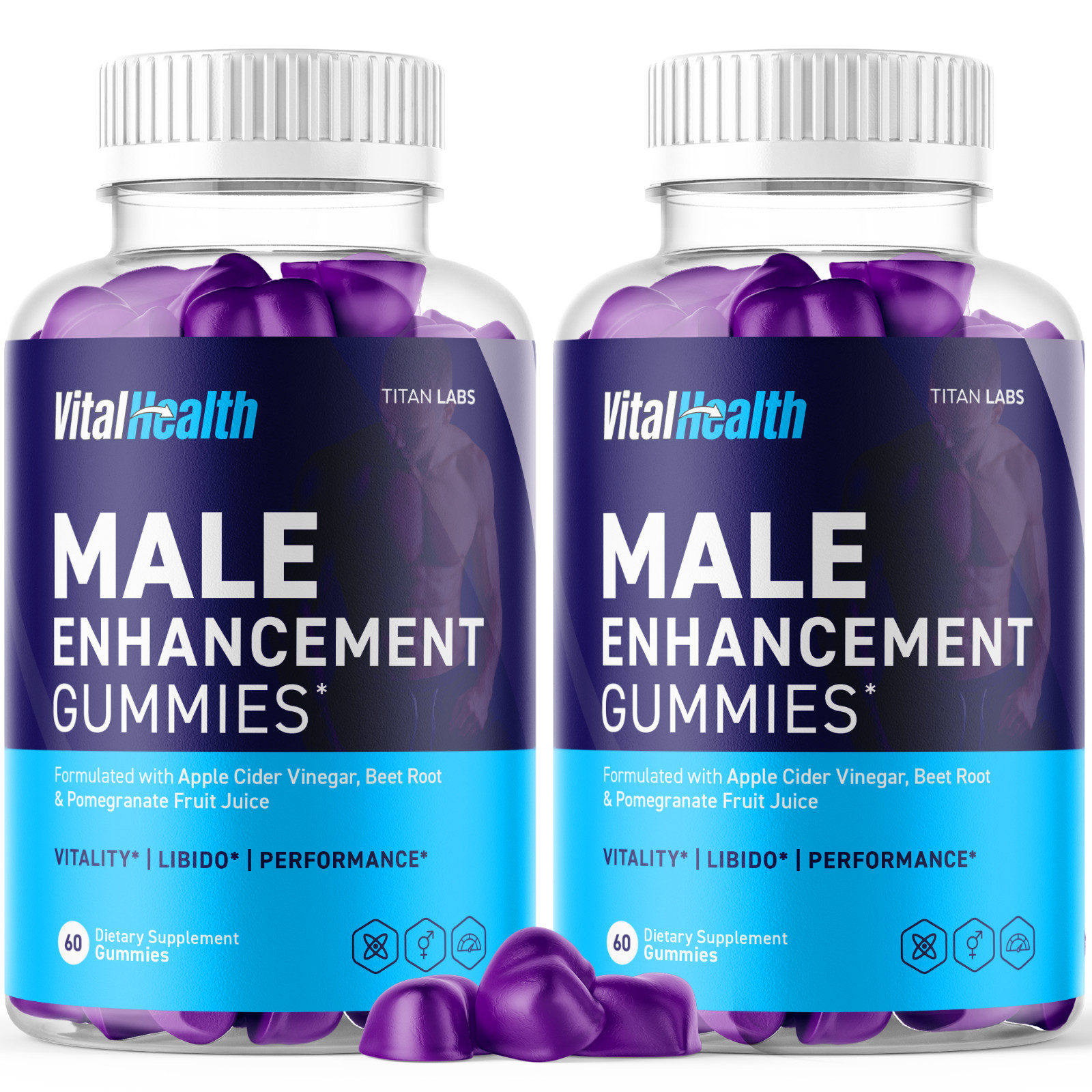 (2 Pack) VitalHealth Gummys Male Health Support Vitamin Vital Health 120 Gummies