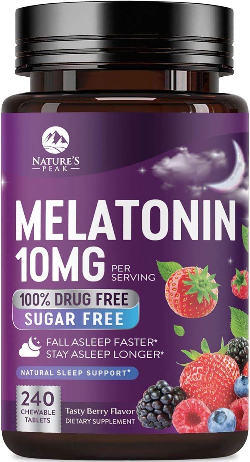 Melatonin 10mg Sleep Supplements for Adults – Max Strength, Fast Dissolve 10 mg