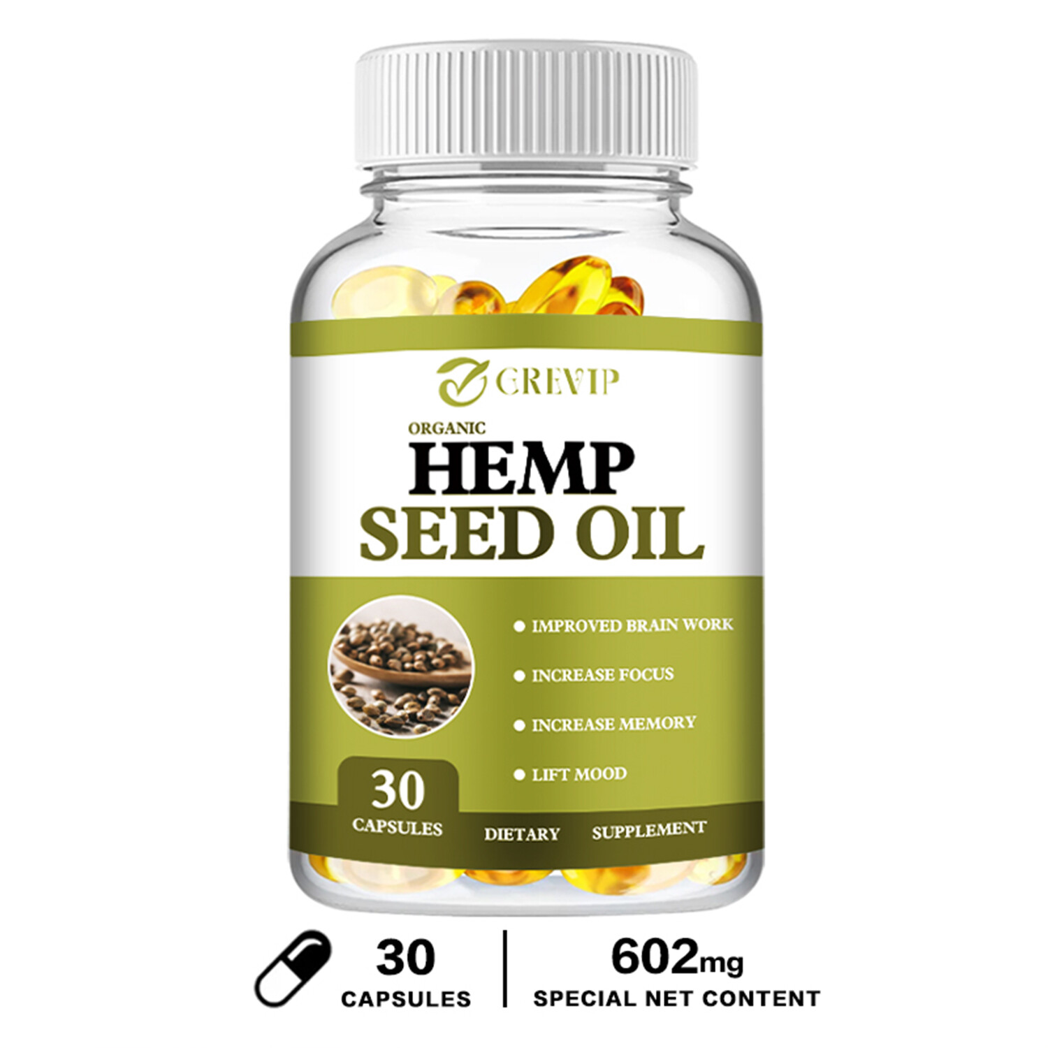 Hemp Seed Oil – for Calm, Sleep, Stress, Anxiety, Pain – Vitamin A, Omega-3,6,9