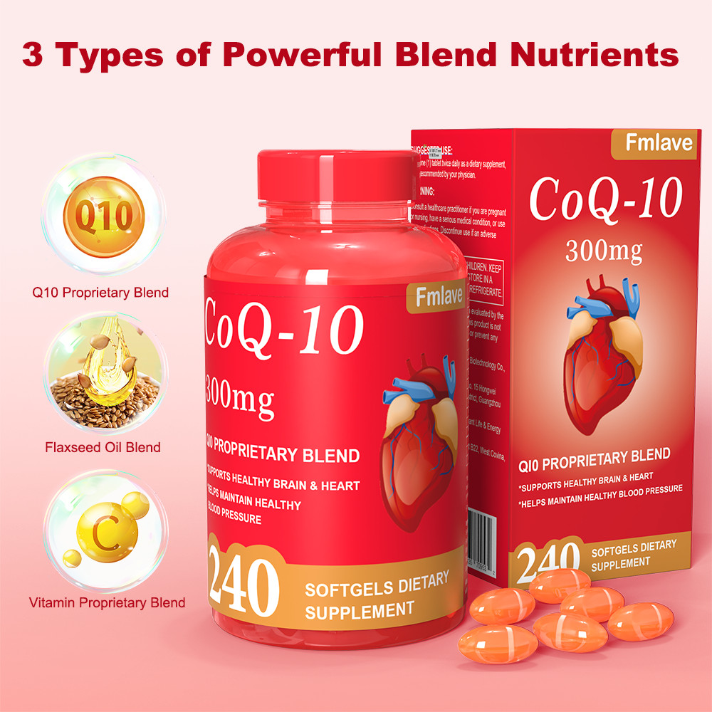 CoQ-10 300mg 240 Softgels Coq10 Co Q10 Coenzyme Heart Support NON GMO Free Ship