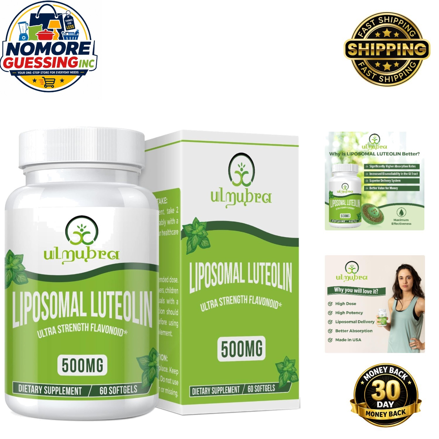 High-Potency Luteolin 500MG Softgels – Non-GMO & Gluten-Free Supplement