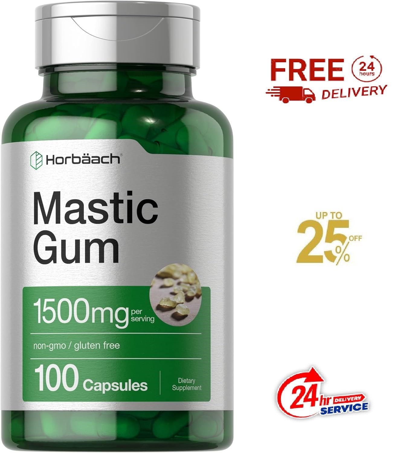 Mastic Gum Capsules 1500Mg 100 Count | Non-Gmo & Gluten Free