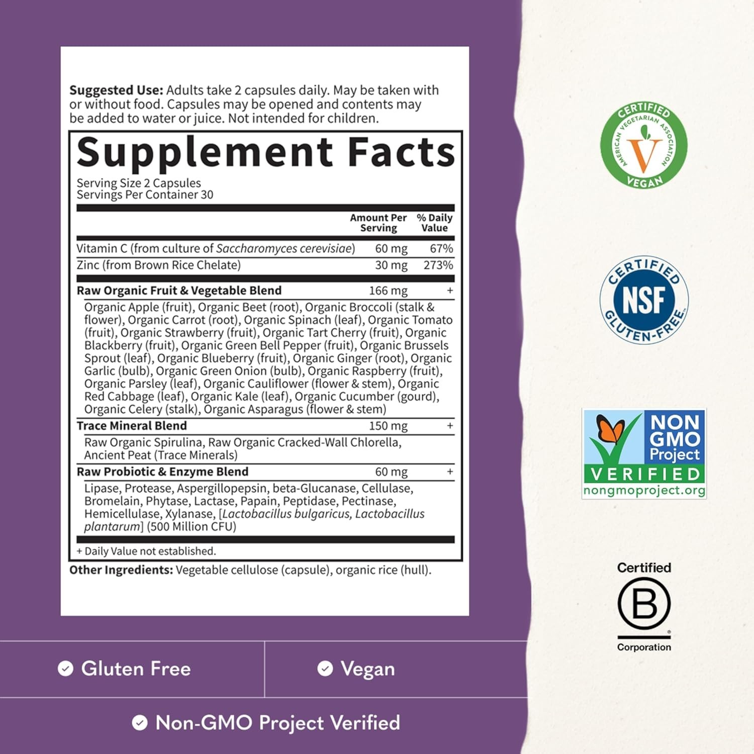 Garden of Life Raw Zinc 30mg with Vitamin C – Whole Food Immune & Skin Supplemen