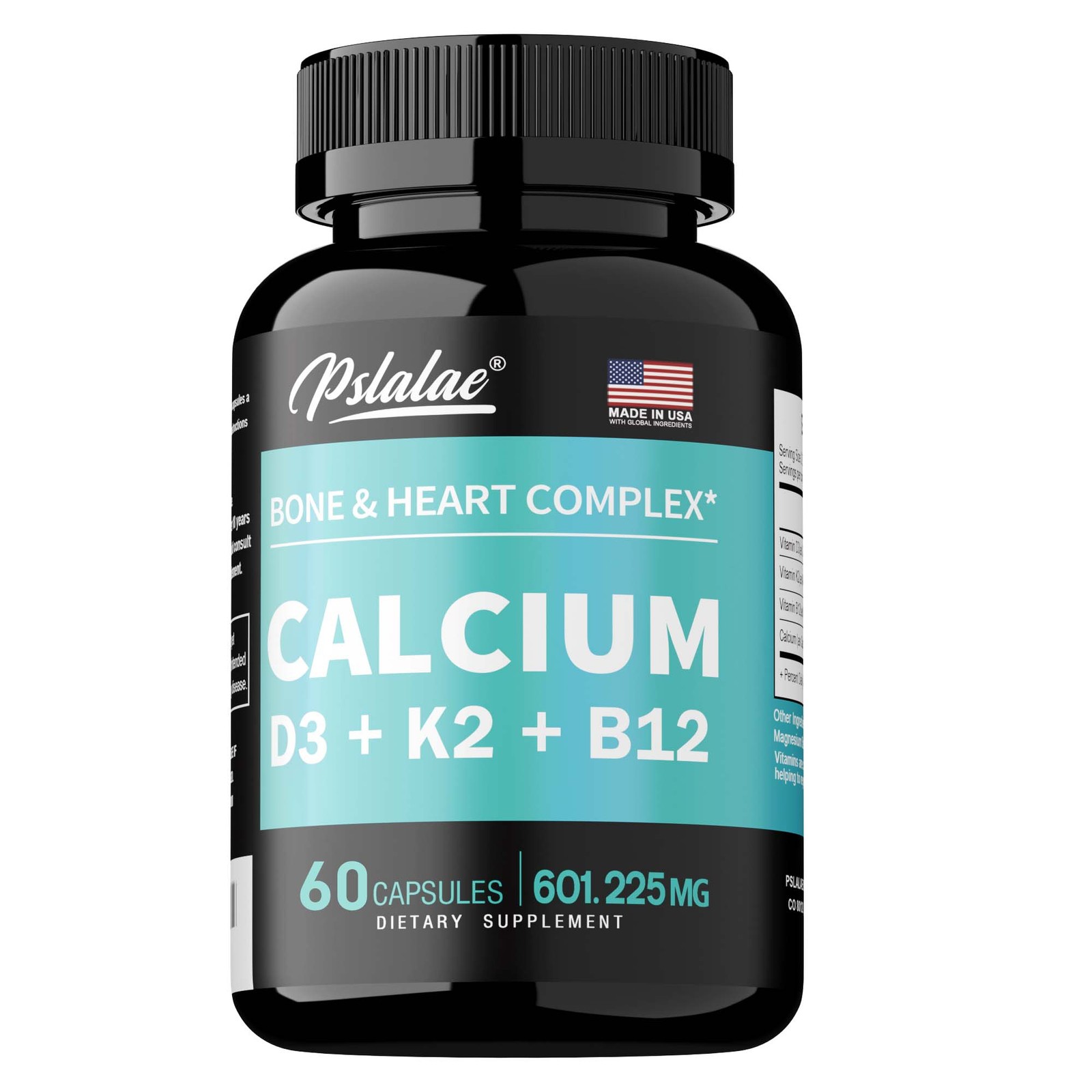 Calcium Capsules – with Vitamin D3, K2, B12, Immune, Bone, Muscle, Heart Health