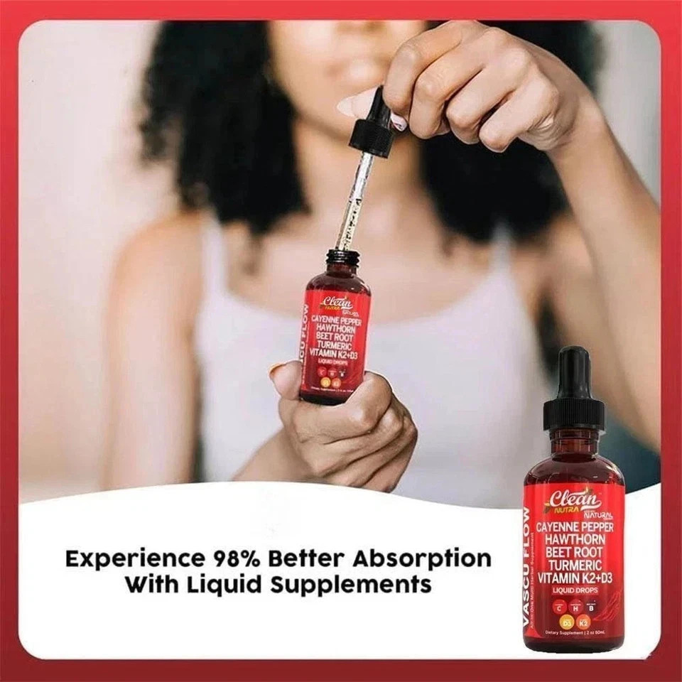 3Pack Cayenne Pepper Hawthorn Beet Root Turmeric Vitamin K2+D3 Liquid Drops