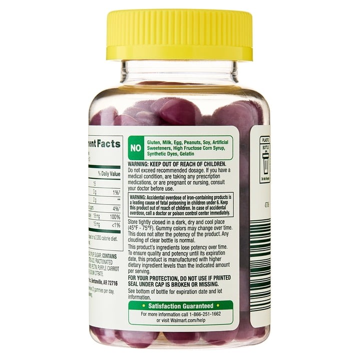 Spring Valley Iron 18mg Vegetarian Gummies Blackberry Lemon, 60 Count