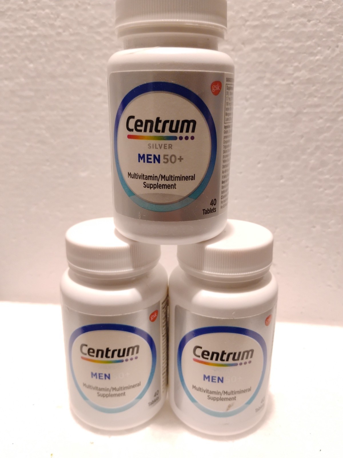 3 PACK Centrum Silver Men 50+ Tablets 40 Count Exp 07/2026