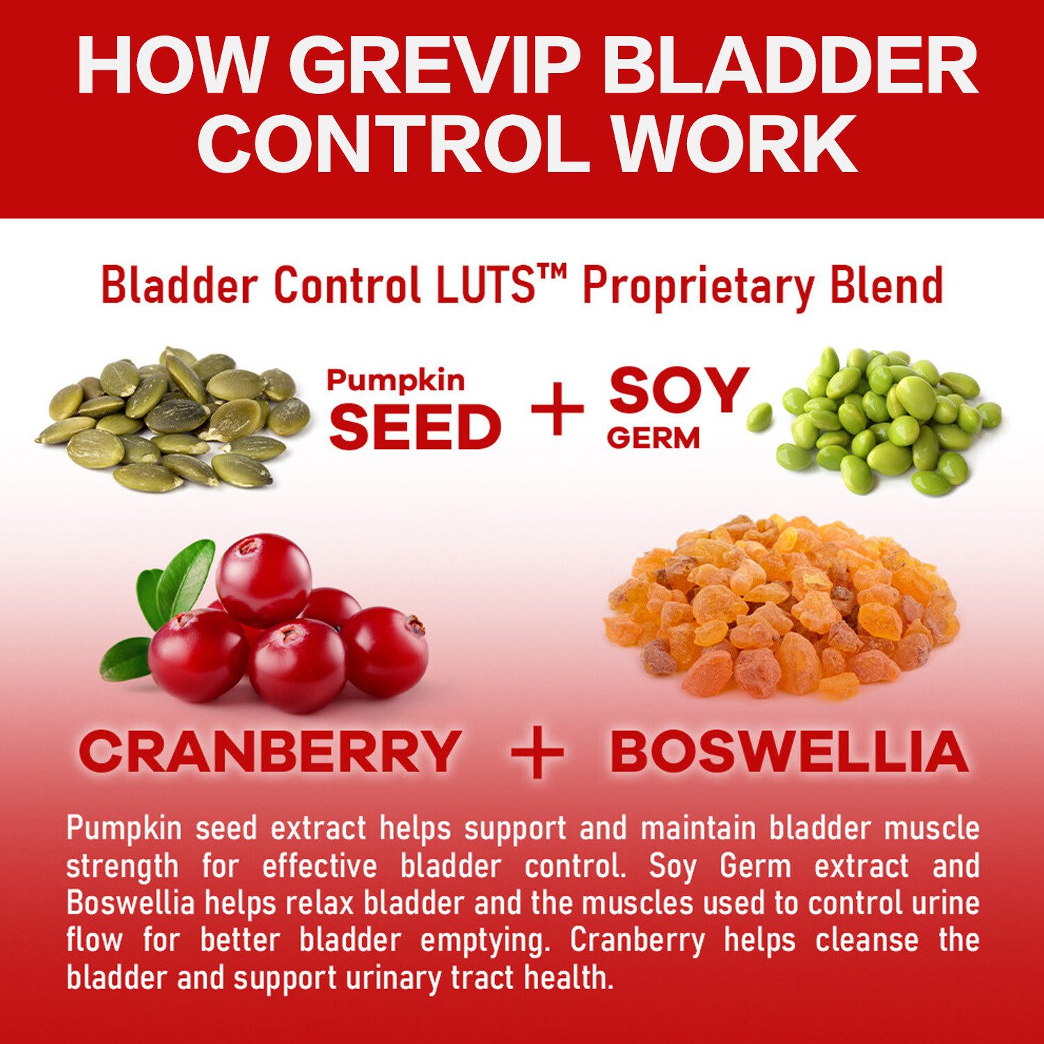 120pcs Bladder Control Capsules -Pumpkin Seed,Cranberry -Support Prostate Health