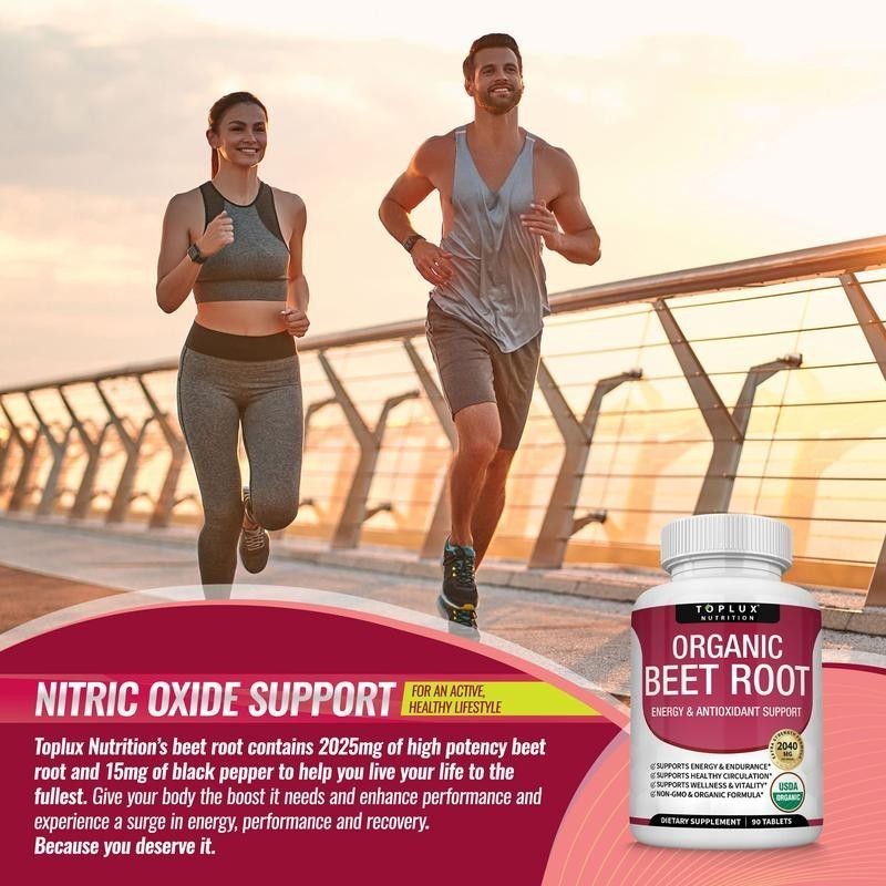 2 BOTTLES–NEW TopLux Organic Beet Root 2040mg––Energy Circulation & Antioxidant
