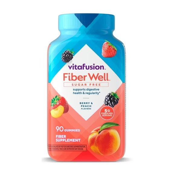 vitafusion Fiber Well Sugar Free Fiber Supplement Gummies, Fruit Flavored, 90 Co