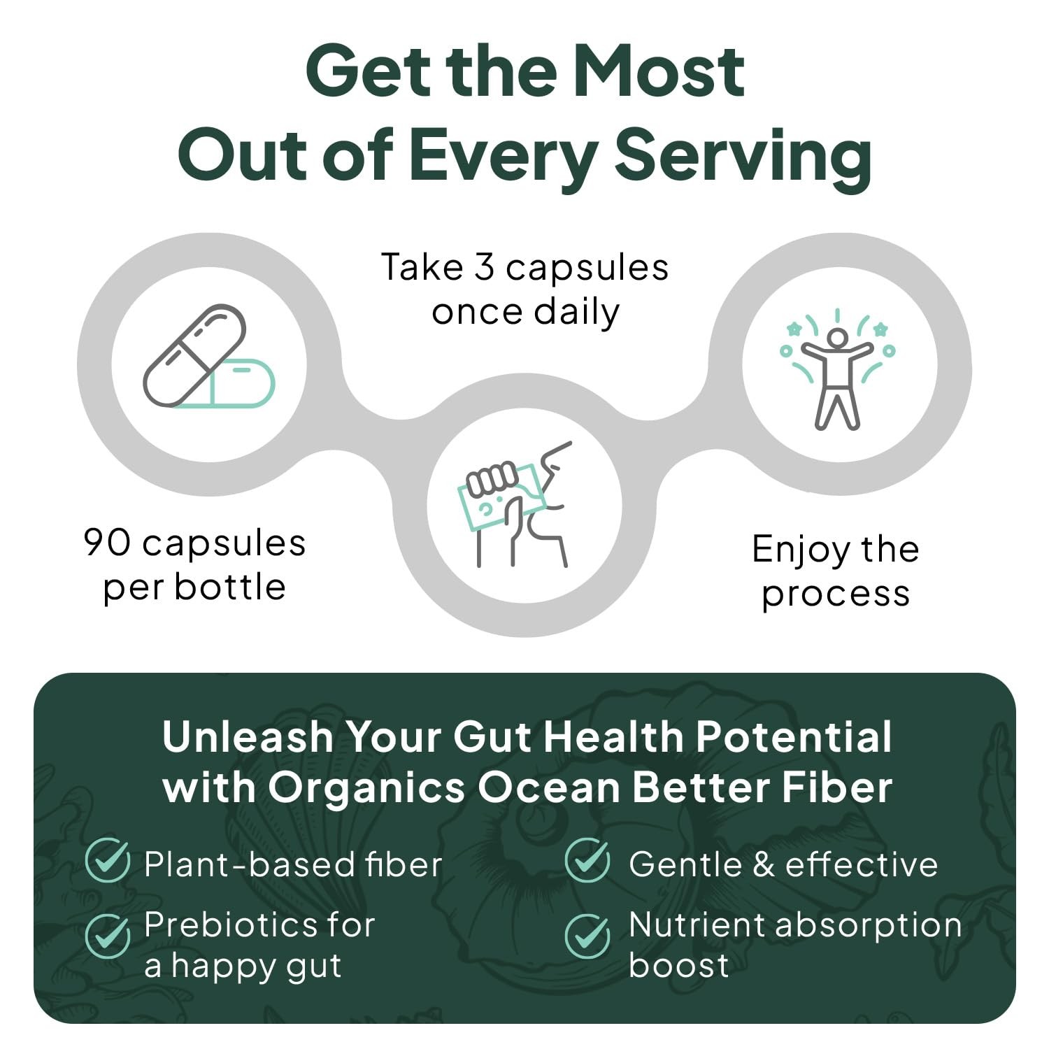 Organics Ocean Better Fiber Daily Fiber Supplement Soften Stool for Effortl…