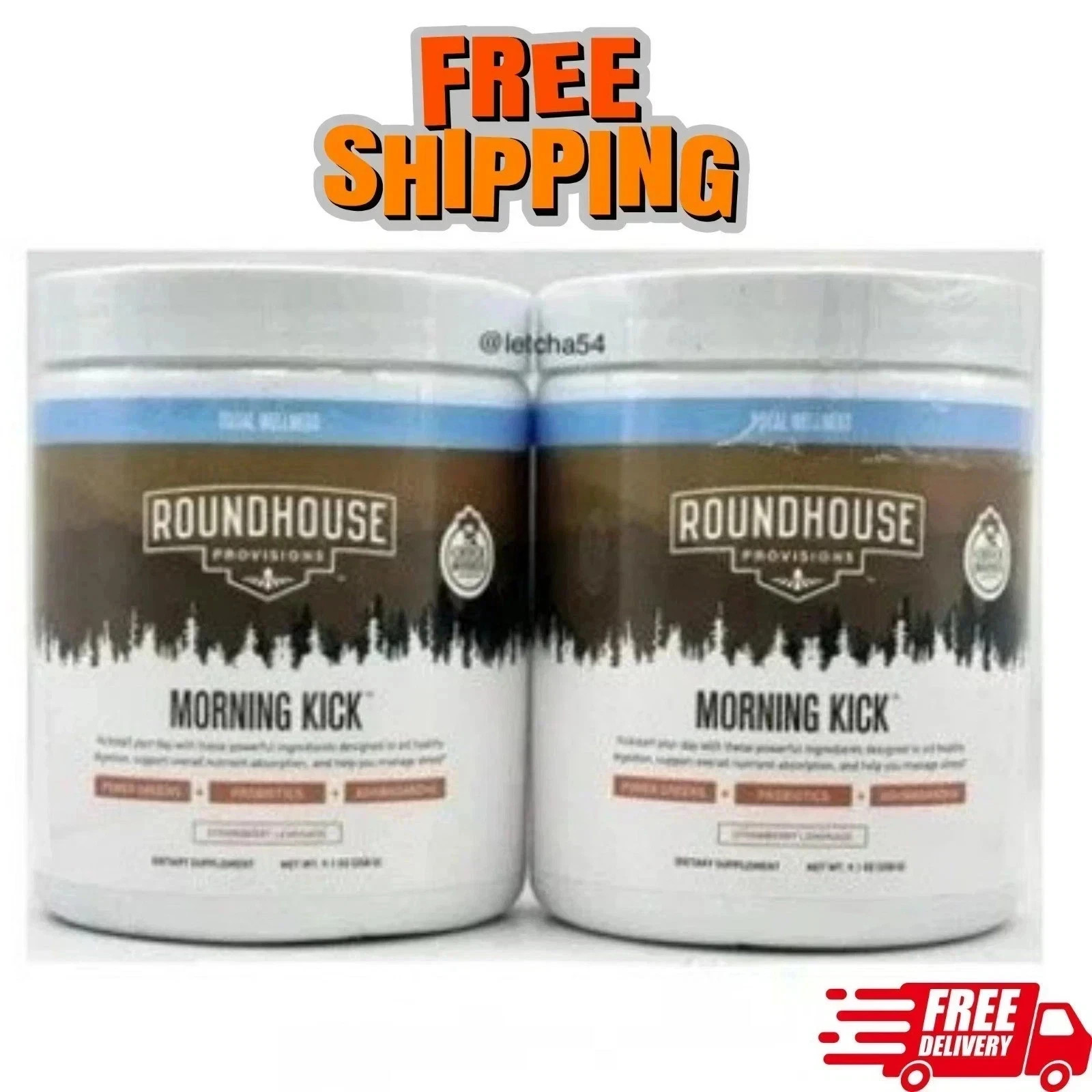 2-PACK ROUNDHOUSE PROVISIONS MORNING KICK-DIGESTIVE POWDER-STRAWBERRY LEMONADE