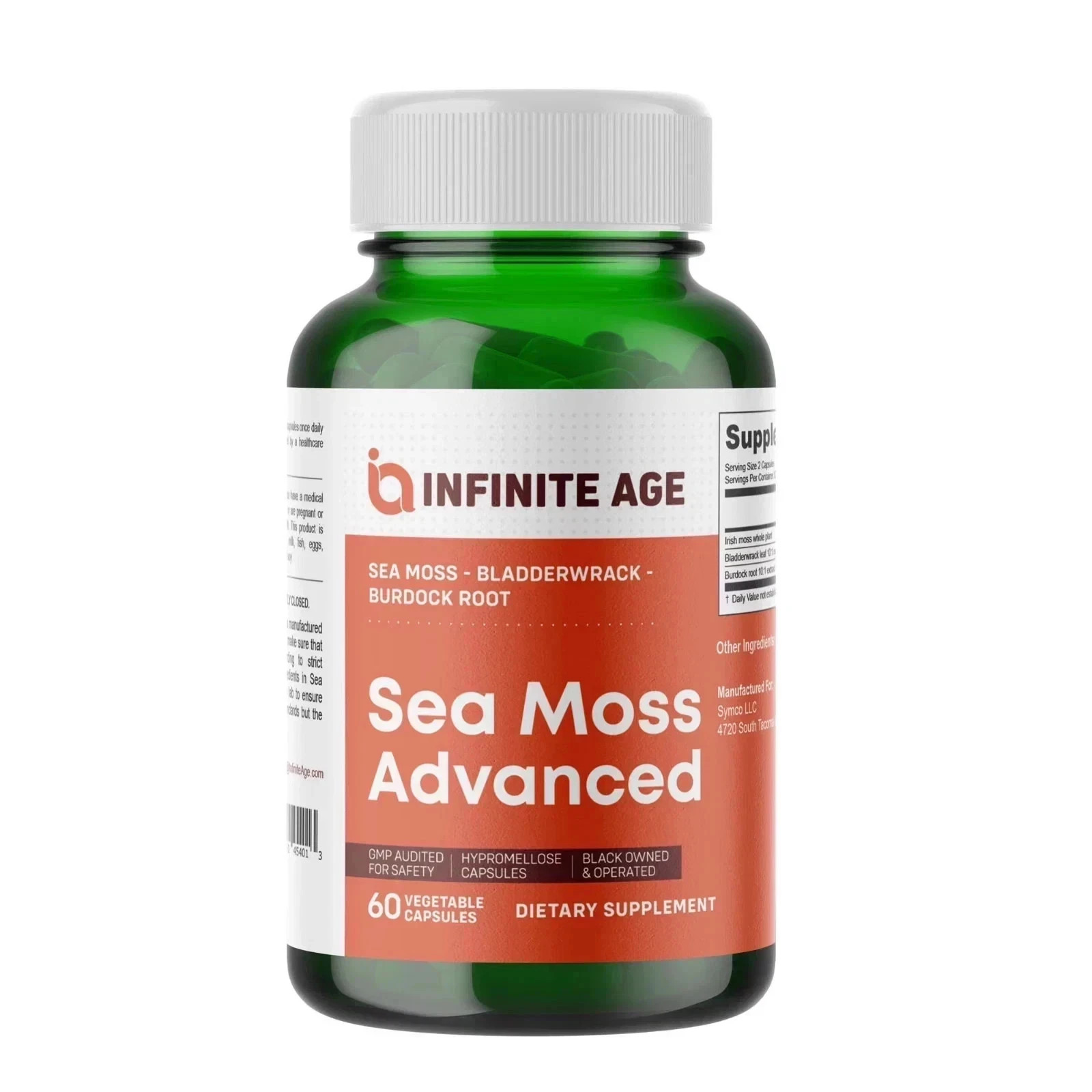 INFINITE AGE 1250mg Sea Moss Advanced Superfood, High-Potency, Vegan – 60 Count
