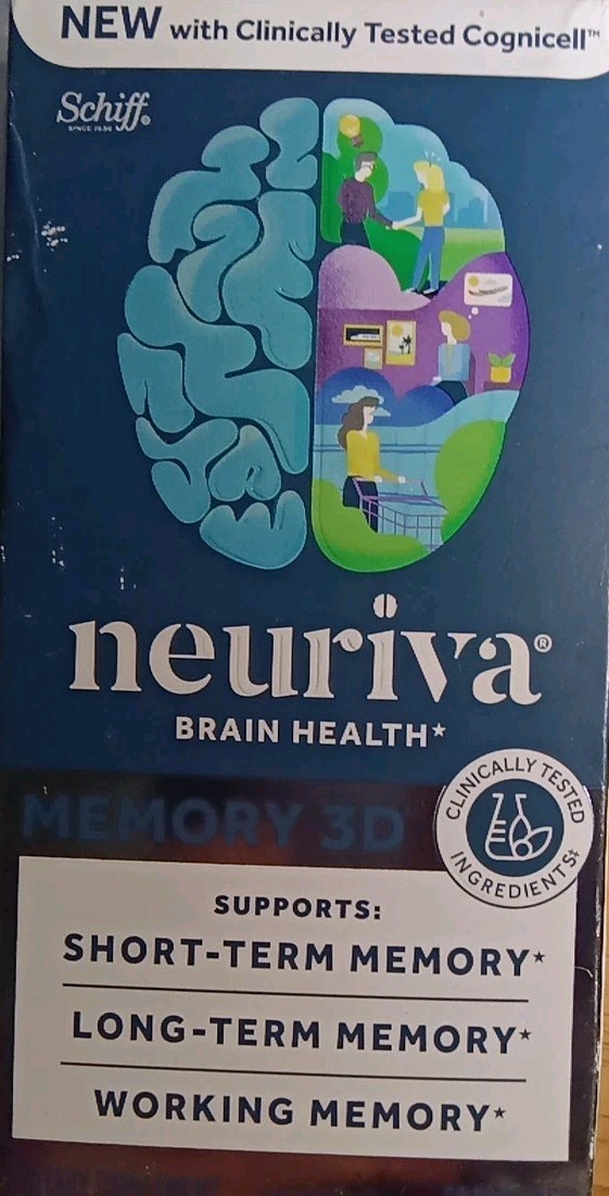SCHIFF NEURIVA LONG-TERM MEMORY 3D BRAIN HEALTH DIETARY SUPPLIMENT 50 CAPSULES!!