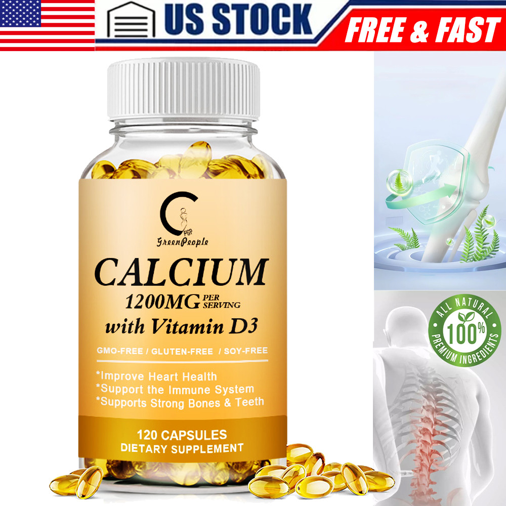 Calcium with Vitamin D3 1200mg & 1000IU -Bone Health Supplement,120 Capsules