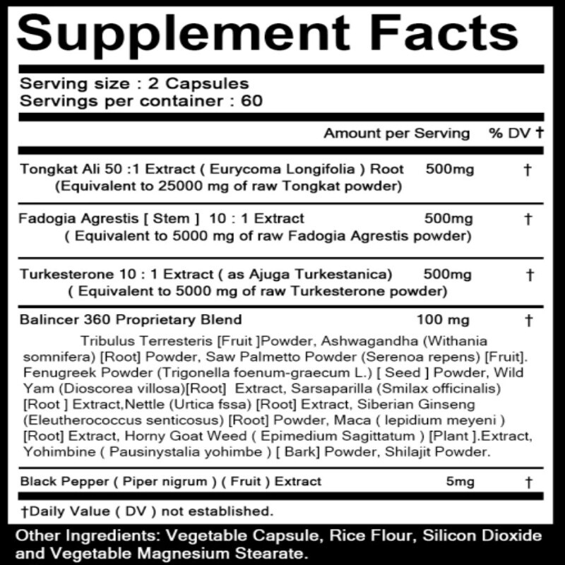Fadogia Agrestis, Turkesterone & Horny Goat Weed，support energy,30/60/120ct