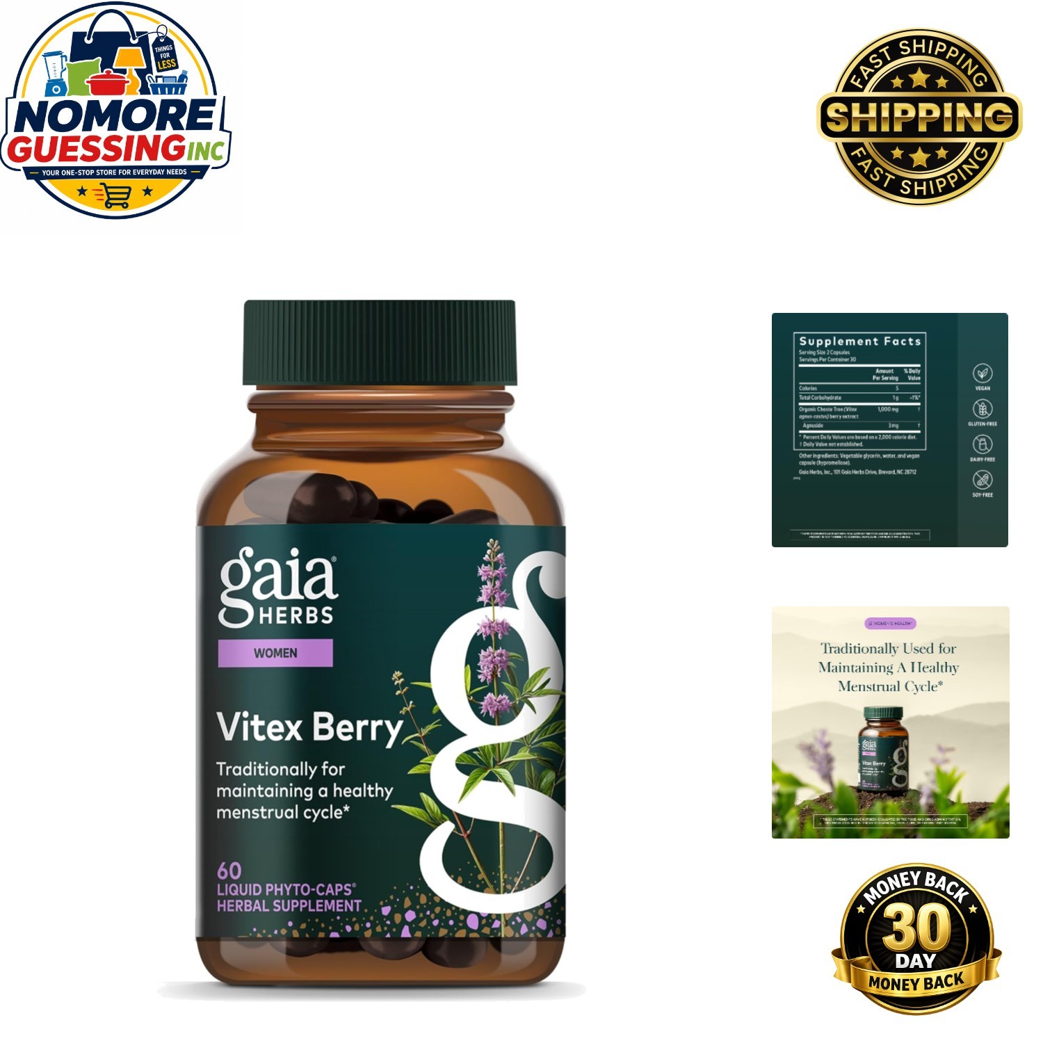 Vitex Berry Capsules – Hormone Balance Support for Women – 60 Count