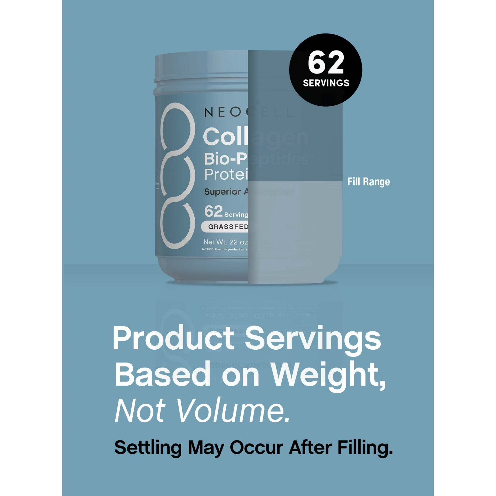 NeoCell Collagen Bio-Peptides Powder 22 oz Grass-Fed Hair Skin Nails Protein