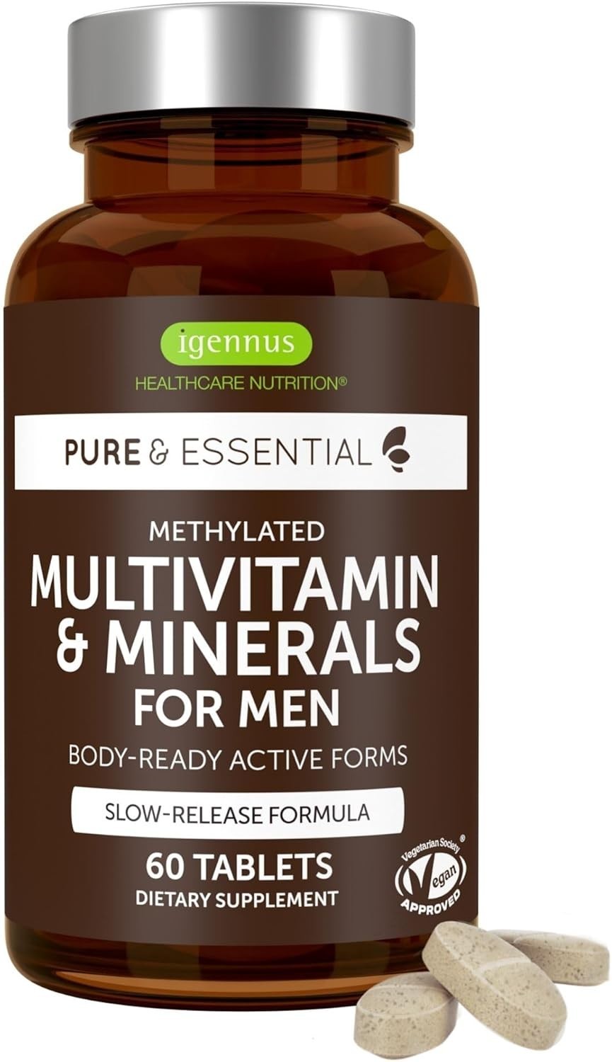 Advanced Men’s Multivitamin, Methylated B-Vitamins MTHFR Supplement, Clean Label
