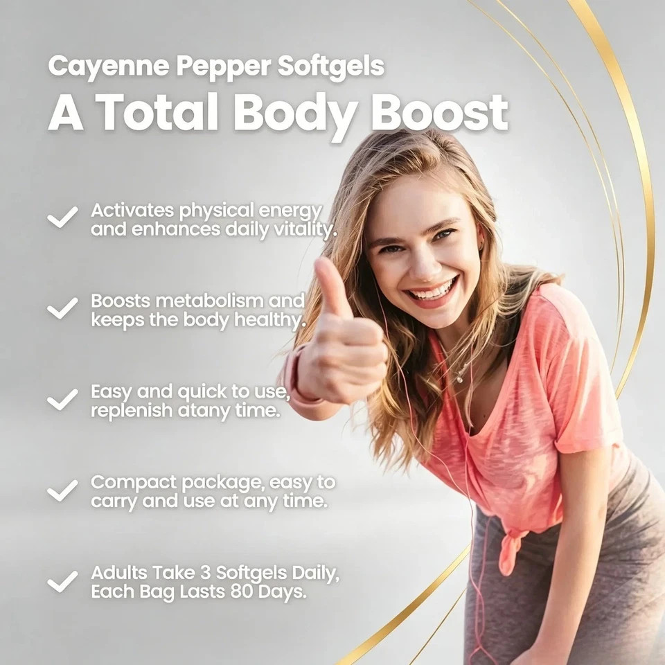 VivoNu Cayenne Pepper Softgels – 240 Capsules for Circulation & Heart Health