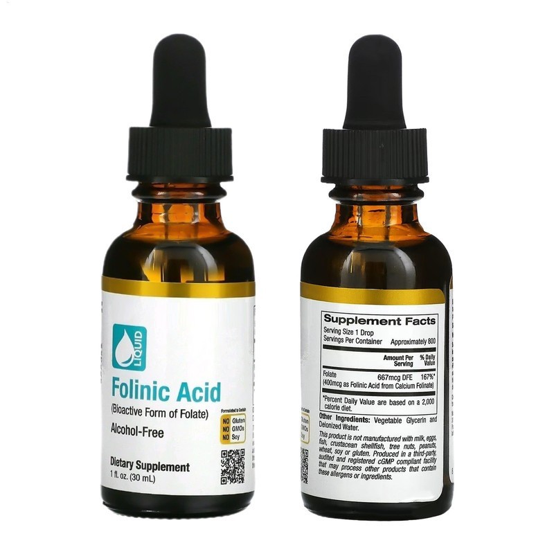 &California Gold Nutrition Folinic Acid 1 fl oz 30ml Liquid Alcohol-Free