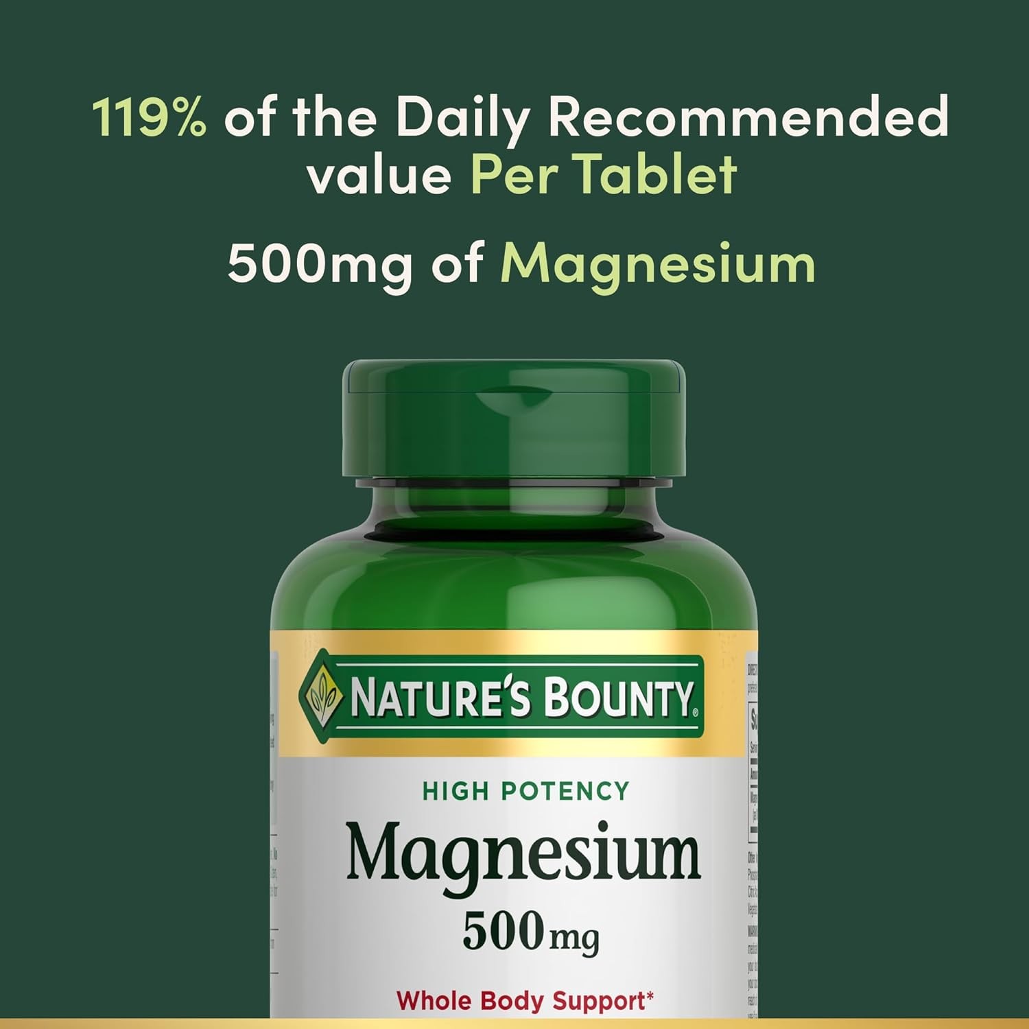 Nature’s Bounty High Potency Magnesium 500 Mg Tablets, 200 Count