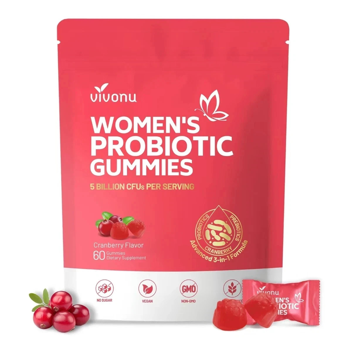 Cranberry Probiotic Gummies for Women | Support Urinary Tract & Digestive Health
