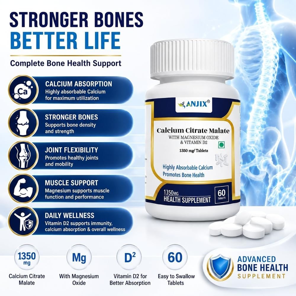 3 Pack AN.JIX Calcium Citrate Malate D2 300Capsules