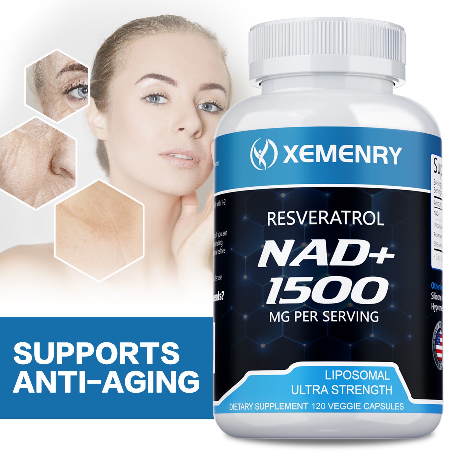 NAD+ 1500mg – Resveratrol,DNA Repair,Energy Production,Metabolism,Focus Booster