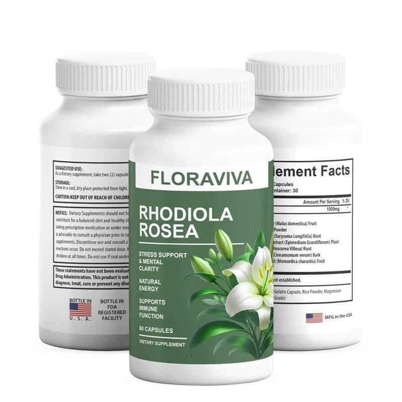2-Pack Rhodiola Rosea Capsules – Floraviva for Energy, Focus, Mood