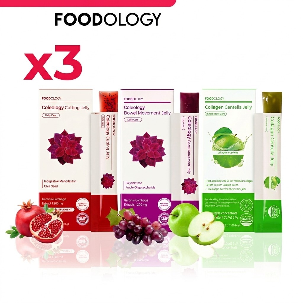 Foodology Korean Jelly Sticks Set of 3 Flavors Garcinia Collagen Diet Supplement