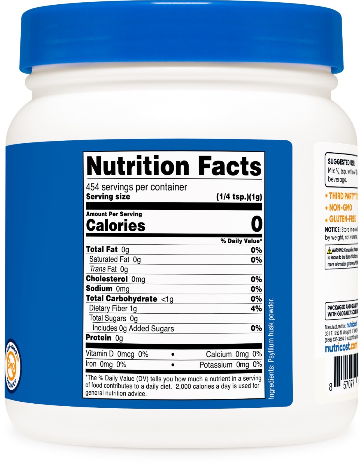 Nutricost Psyllium Husk Ground Powder (1lb) – Gluten Free and Non-GMO