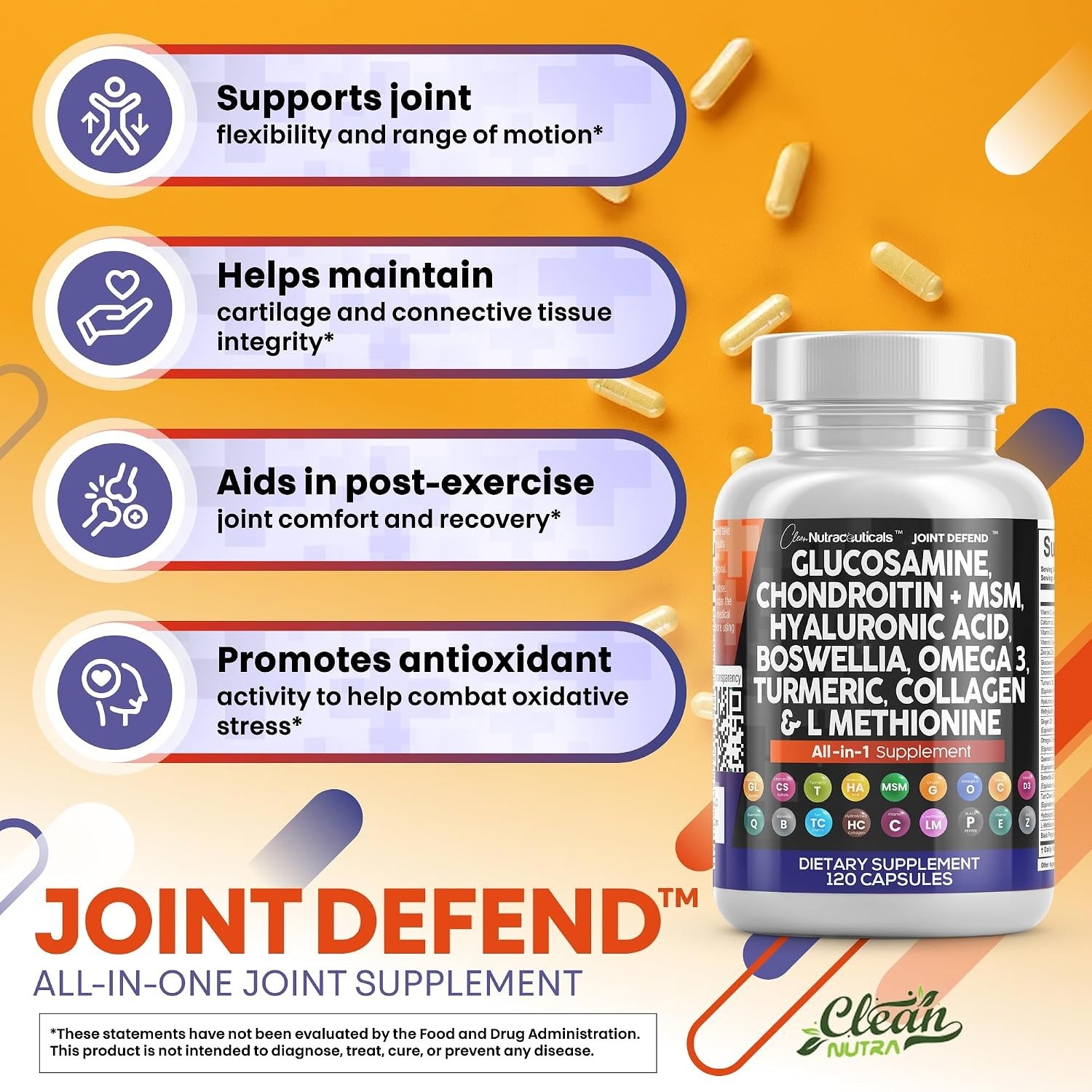 Clean Nutraceuticals Glucosamine Chondroitin MSM 1500mg with Turmeric 2 Pack!