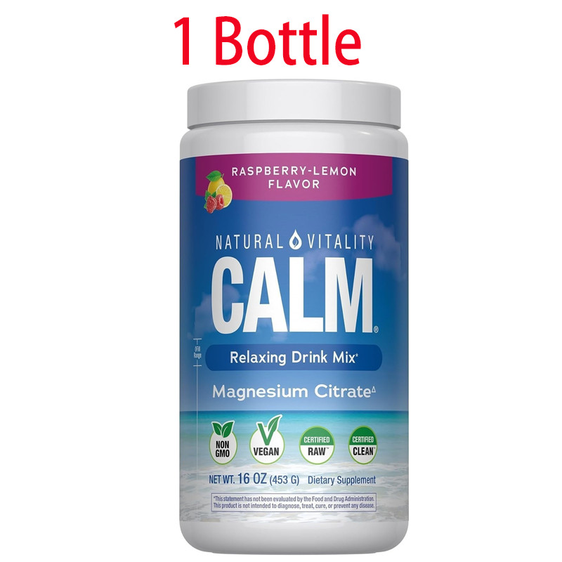 Calm Magnesium Powder Natural Vitality Raspberry Lemon Flavor 16oz Supplement