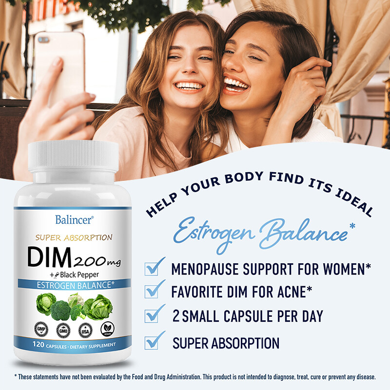 DIM (Diindolylmethane) 200 mg with BioPerine, Estrogen Balance, 30-120 Tablets