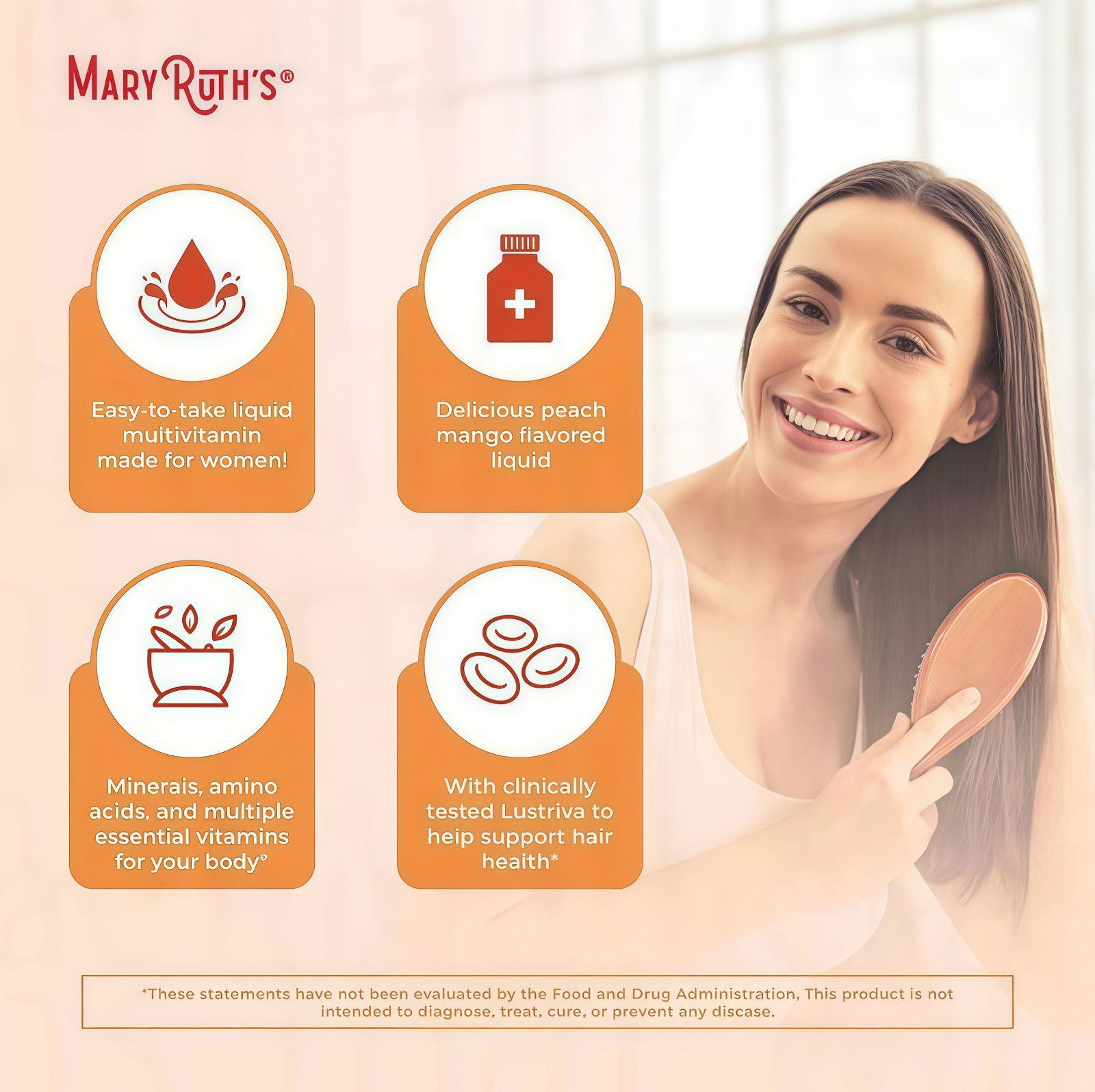 Mary Ruth’s Multivitamin + Hair Growth brand… 3 Pack | Peach Mango 15.22 oz |