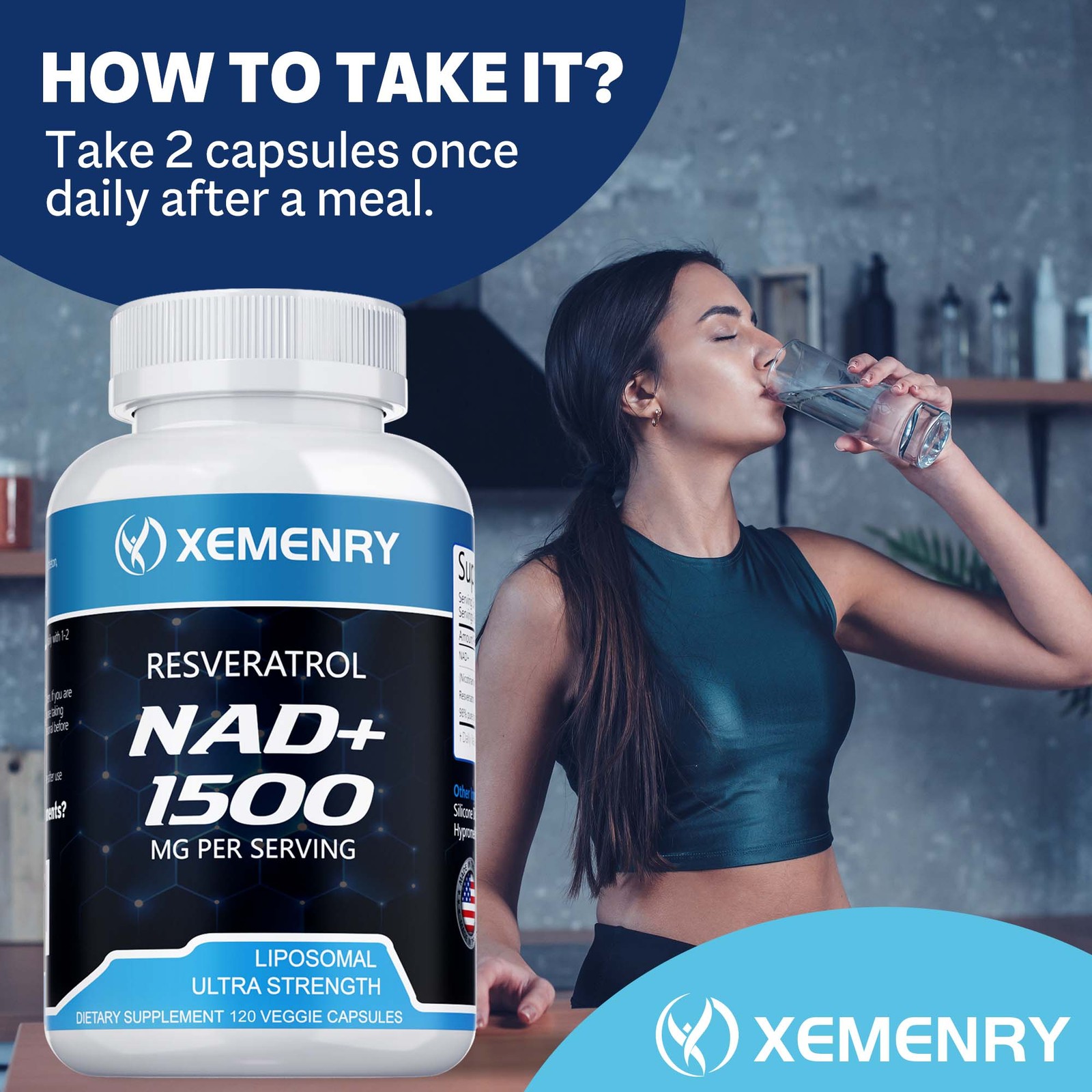 NAD+ 1500mg – Resveratrol,DNA Repair,Energy Production,Metabolism,Focus Booster
