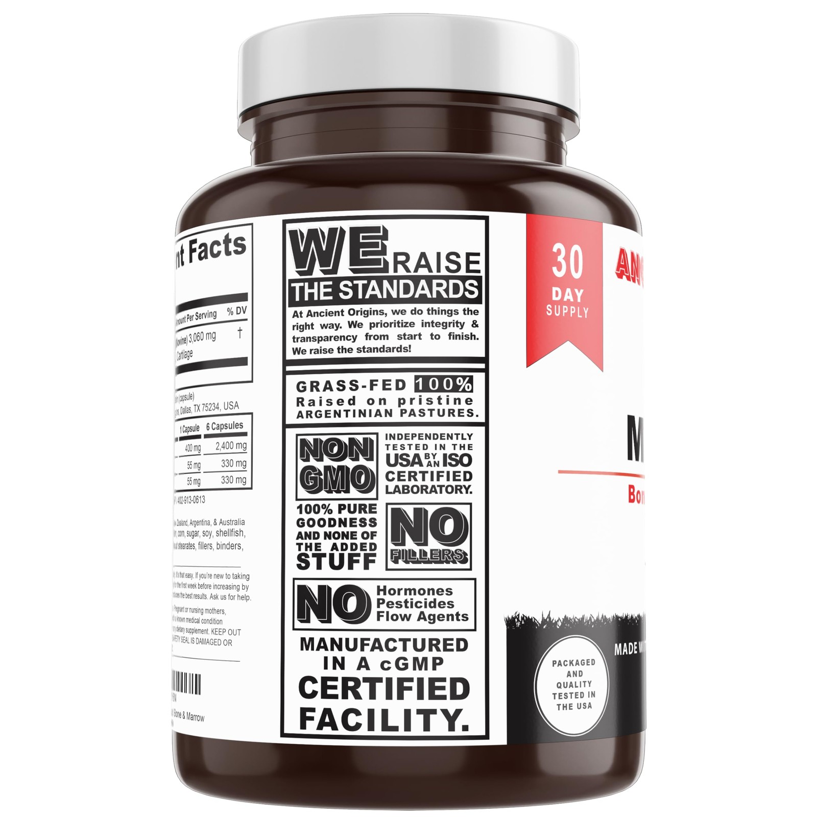 Grass Fed Bone Marrow Supplement, 3060mg, Skin, Oral Health, and Joint Support